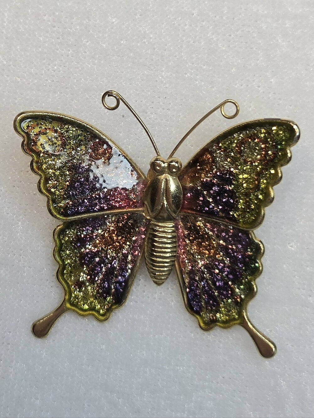 Vintage Multi-Color Glitter Enamel Butterfly Brooch / Pin